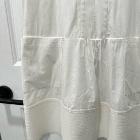 Vince Cuffed-Sleeve Stretch Poplin Mini Dress in White - Picture 4 of 7